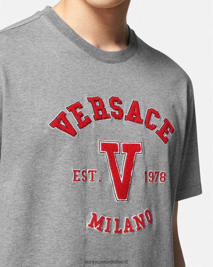 Versace T-shirt met Varsity-logo Heren grijs kleding J2T4F41403
