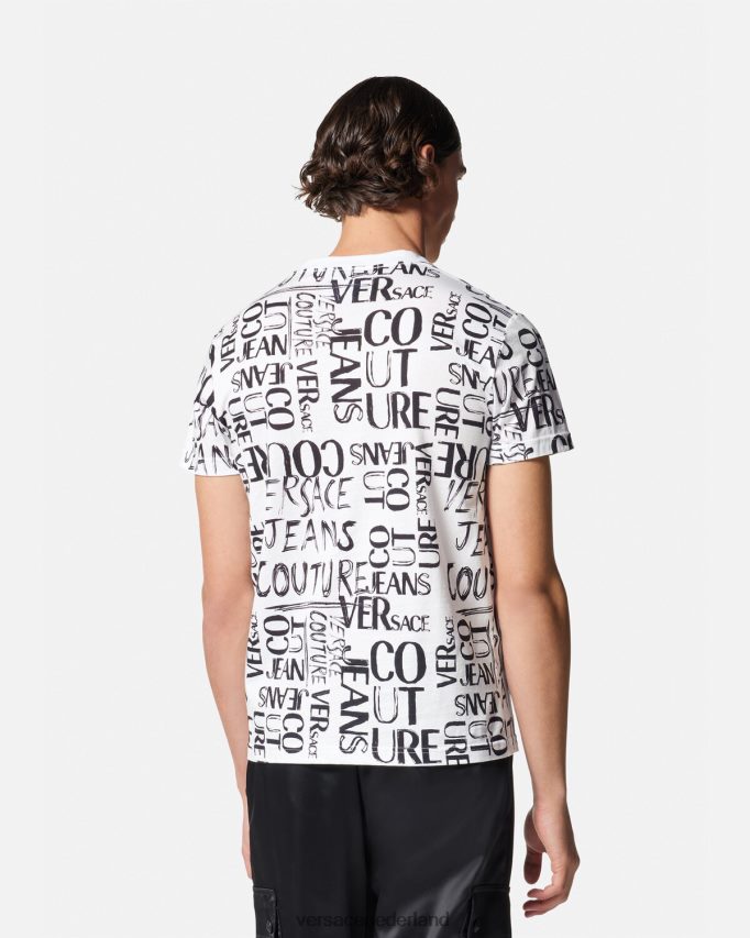 Versace T-shirt met doodle-logo Heren wit kleding J2T4F42369