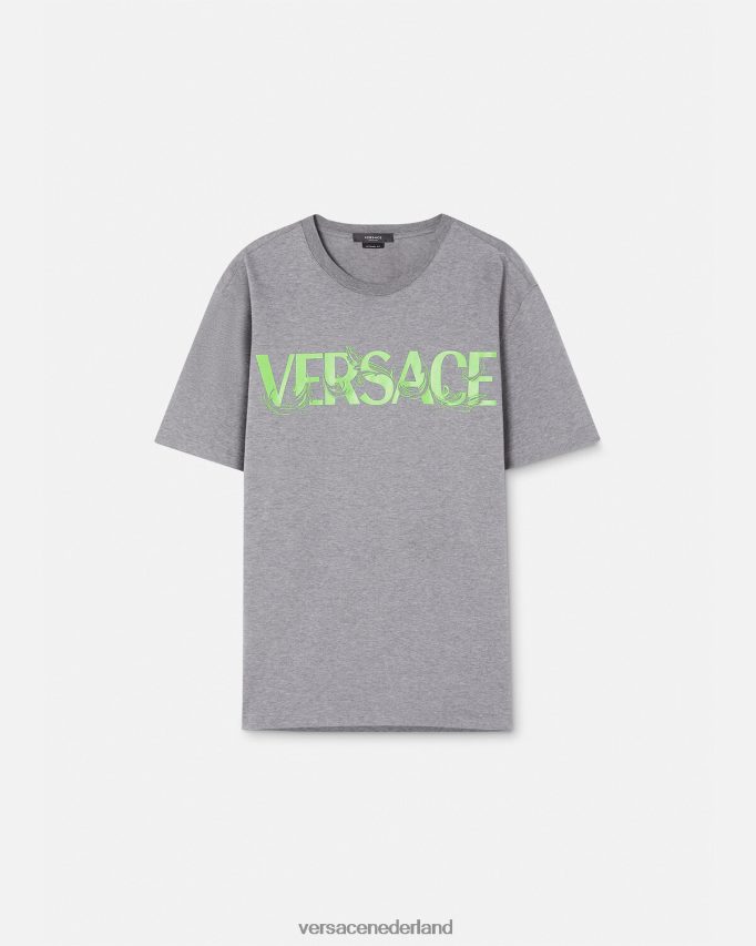 Versace T-shirt met geborduurd Barocco-logo Heren grijs kleding J2T4F41410