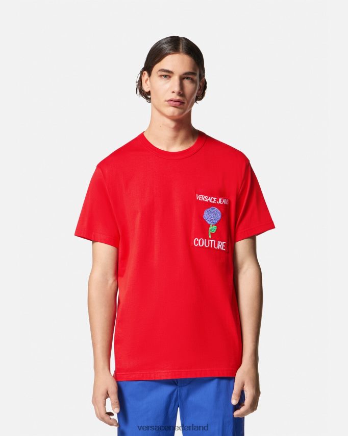 Versace T-shirt met rozenlogo Heren oranje kleding J2T4F42373