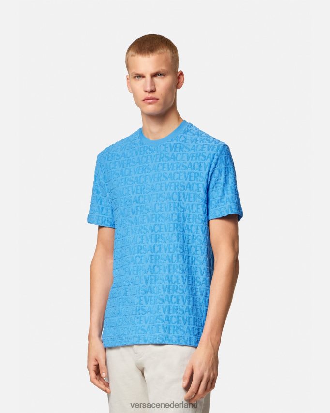 Versace all-over handdoek-t-shirt Heren lichtblauw kleding J2T4F41352
