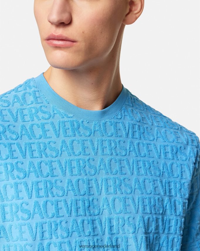 Versace all-over handdoek-t-shirt Heren lichtblauw kleding J2T4F41352