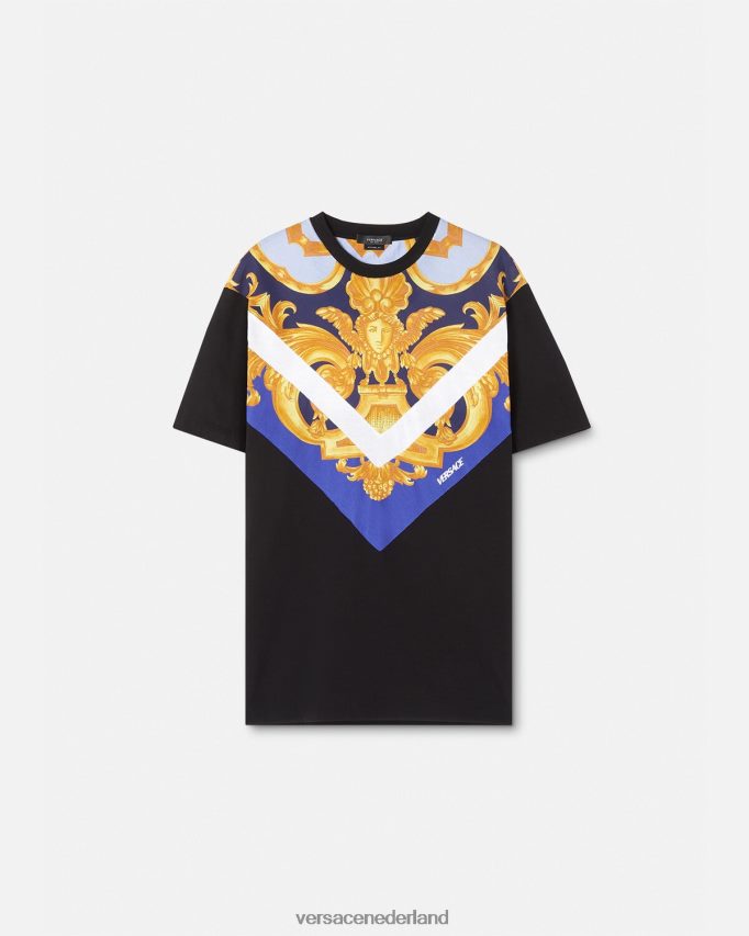 Versace barocco 660 t-shirt Heren blauw en goud kleding J2T4F41393