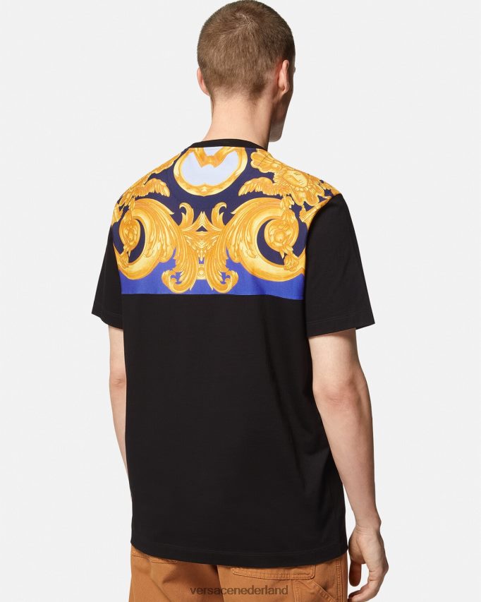 Versace barocco 660 t-shirt Heren blauw en goud kleding J2T4F41393