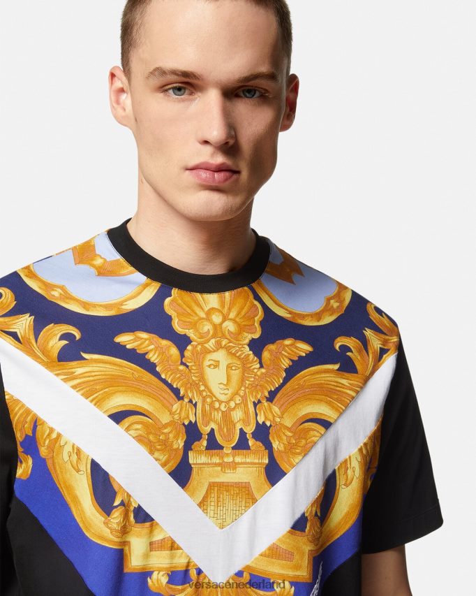 Versace barocco 660 t-shirt Heren blauw en goud kleding J2T4F41393