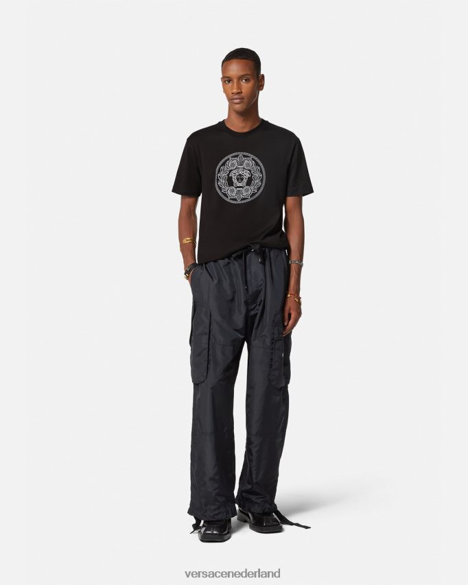 Versace geborduurd Medusa-T-shirt Heren zwart kleding J2T4F41396