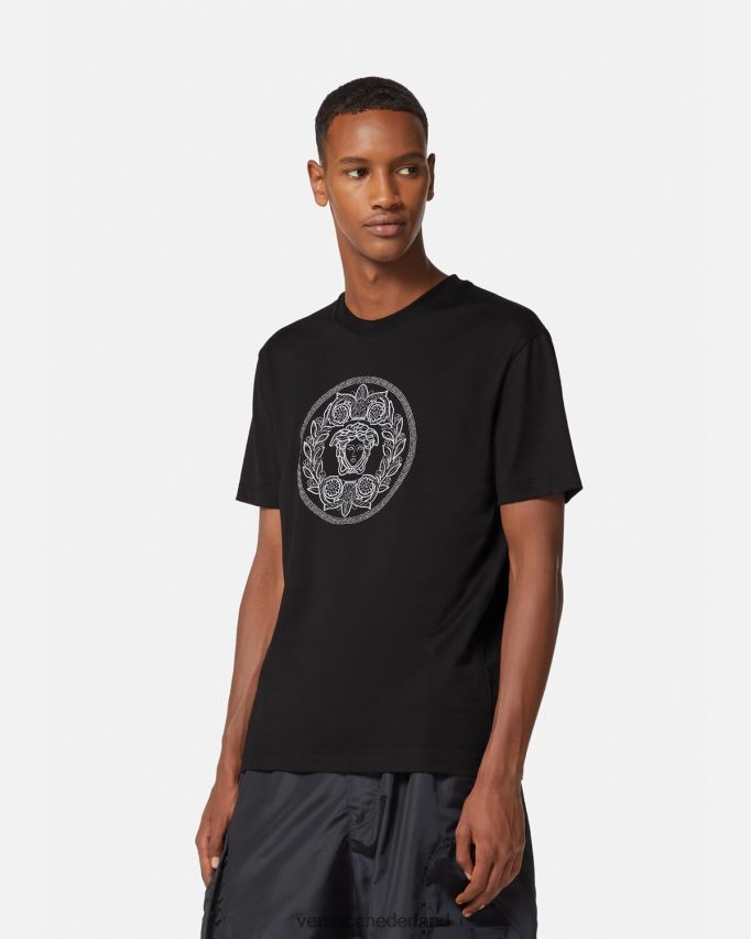 Versace geborduurd Medusa-T-shirt Heren zwart kleding J2T4F41396