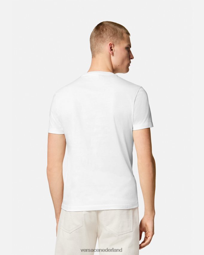 Versace geborduurd barok t-shirt met zeeschelpen Heren wit kleding J2T4F41364