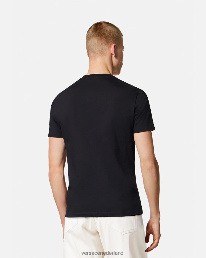 Versace geborduurd barok t-shirt met zeeschelpen Heren zwart kleding J2T4F41363