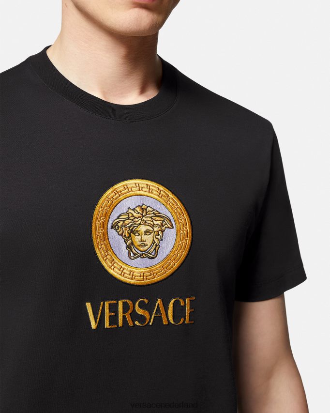 Versace geborduurd t-shirt met Medusa-logo Heren zwart kleding J2T4F41399