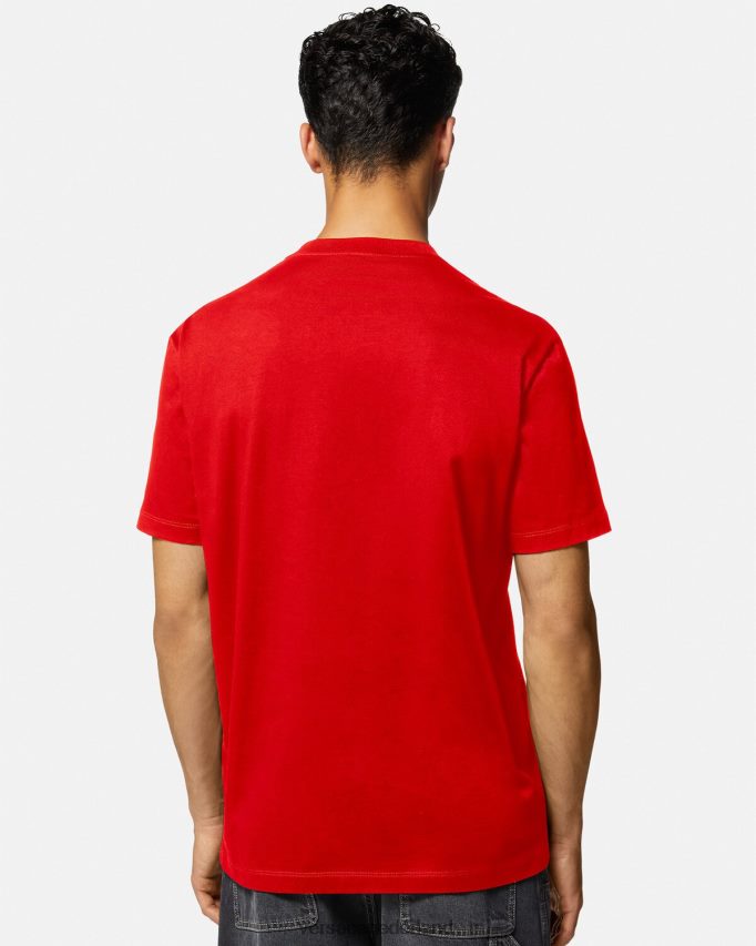 Versace geborduurd varsity-logo-t-shirt Heren rood kleding J2T4F41405