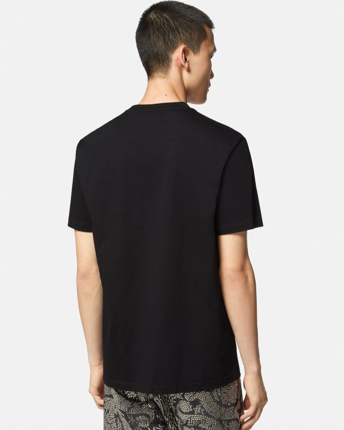 Versace grafisch t-shirt met veiligheidsspeld Heren zwart kleding J2T4F41400