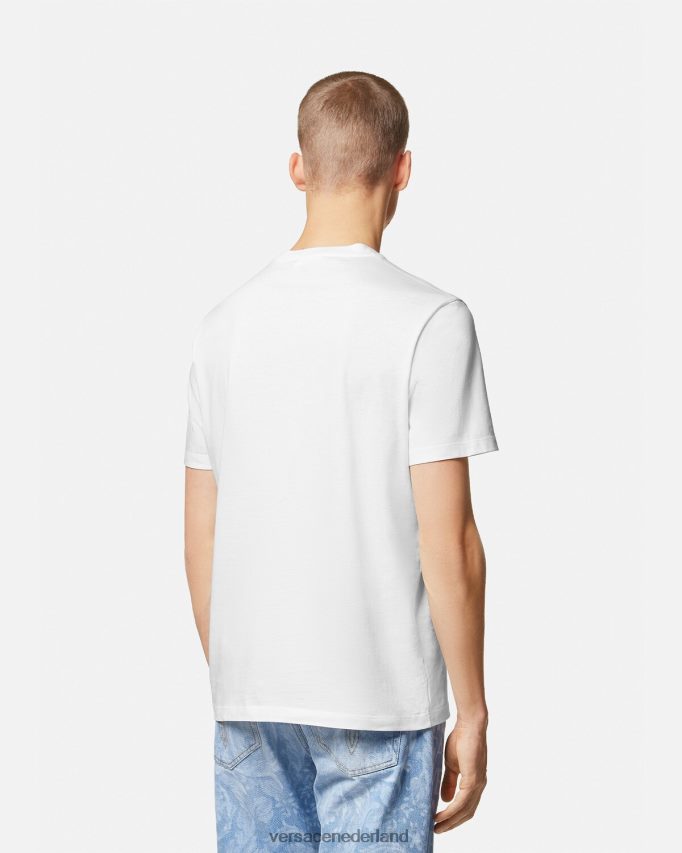 Versace t-shirt met barok logo van zeeschelp Heren wit kleding J2T4F41360