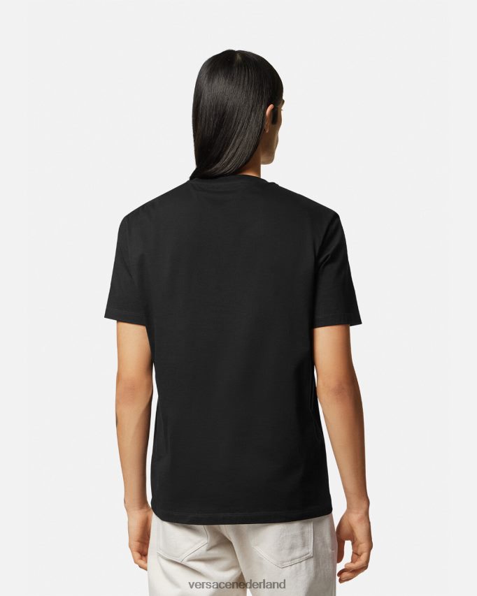 Versace t-shirt met barok logo van zeeschelp Heren zwart kleding J2T4F41359