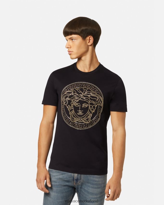 Versace verfraaid T-shirt met Medusa-logo Heren zwart kleding J2T4F41377