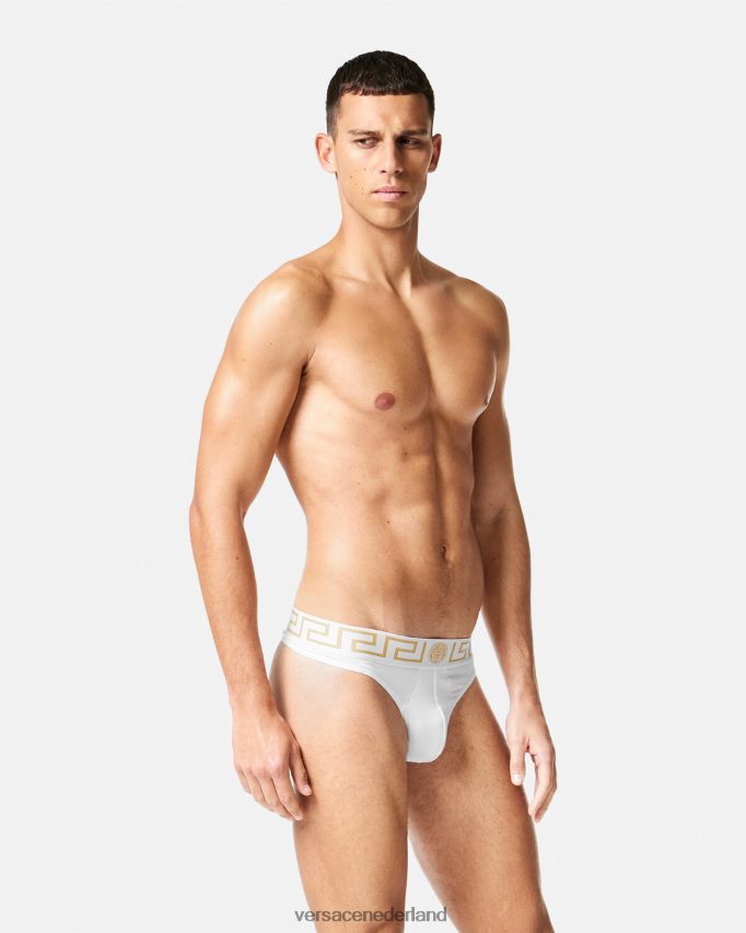 Versace Greca grensstring Heren wit goud ondergoed en strandkleding J2T4F41772