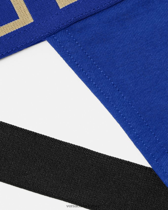 Versace Greca jockstrap met rand Heren blauw ondergoed en strandkleding J2T4F41777