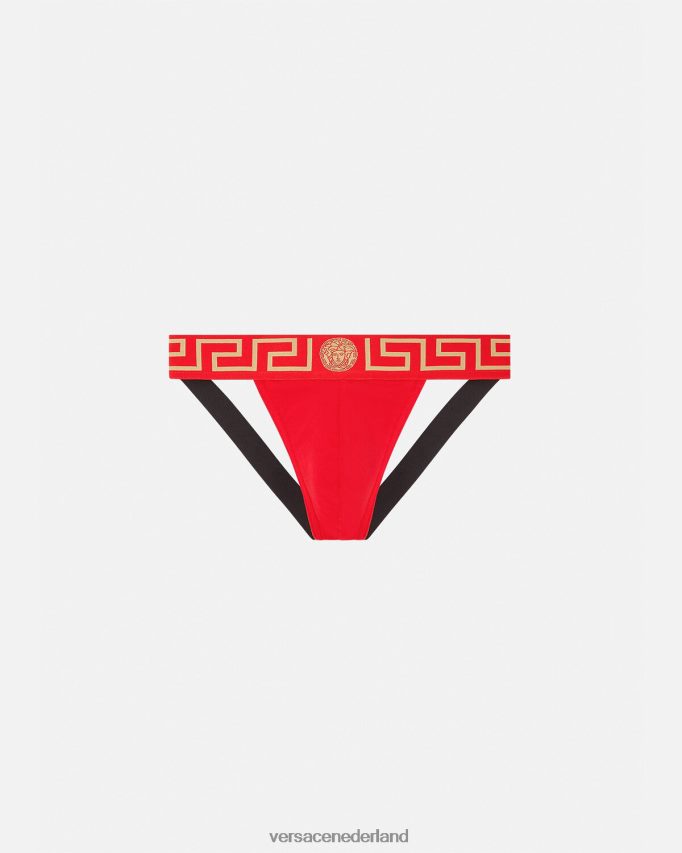 Versace Greca jockstrap met rand Heren rood ondergoed en strandkleding J2T4F41775