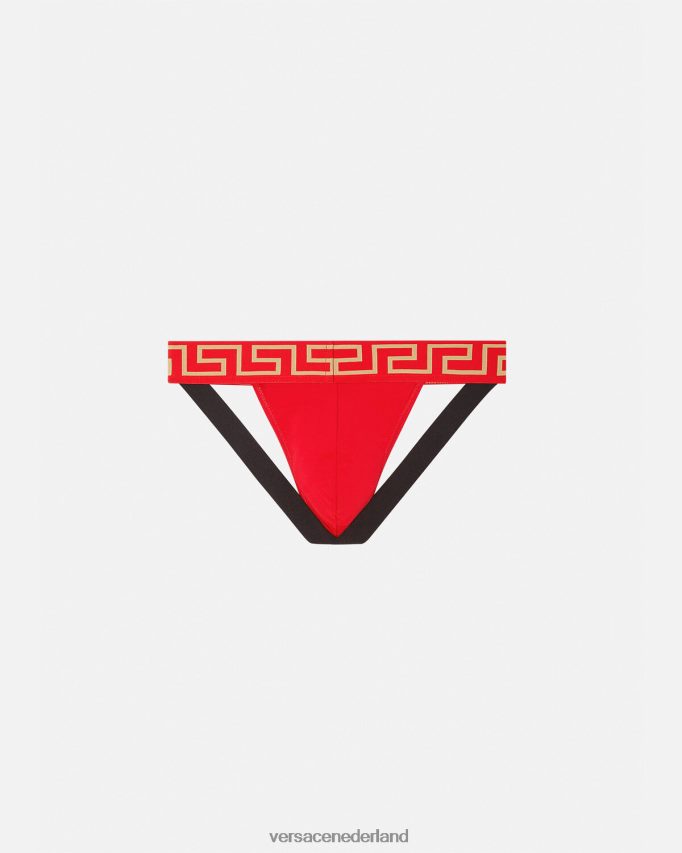 Versace Greca jockstrap met rand Heren rood ondergoed en strandkleding J2T4F41775