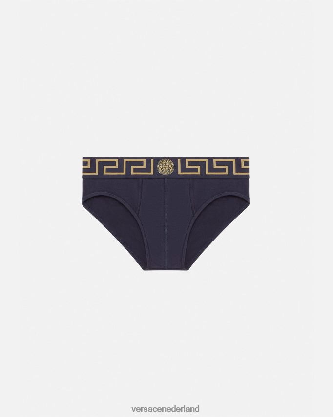 Versace Greca slipje met rand Heren blauw ondergoed en strandkleding J2T4F41786
