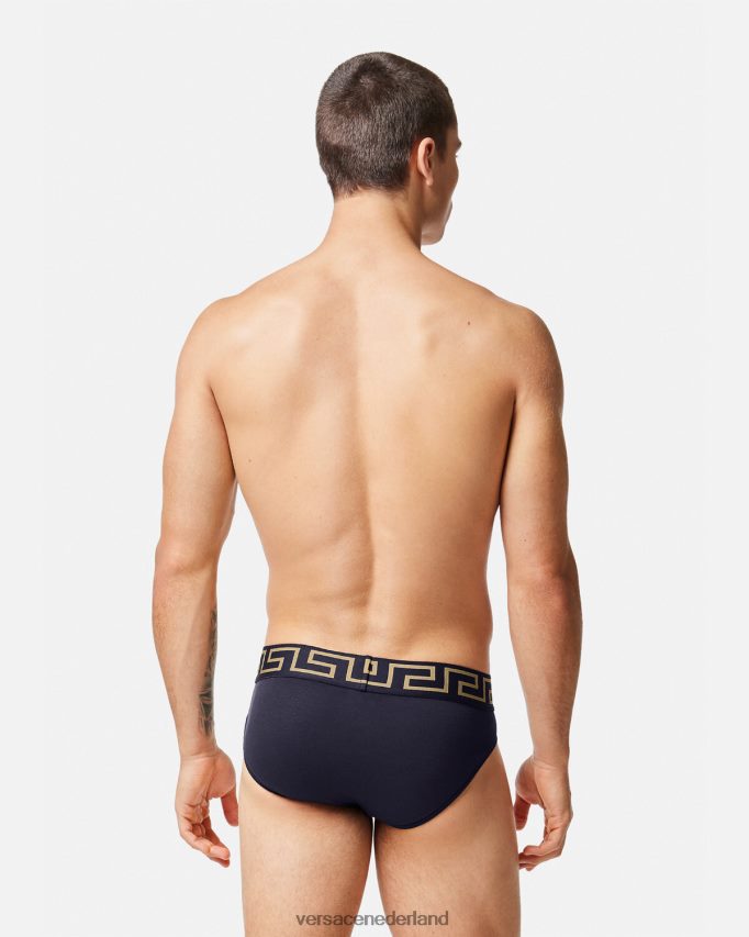 Versace Greca slipje met rand Heren blauw ondergoed en strandkleding J2T4F41786