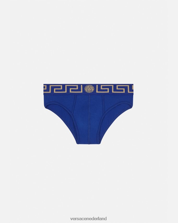 Versace Greca slipje met rand Heren blauw ondergoed en strandkleding J2T4F41787