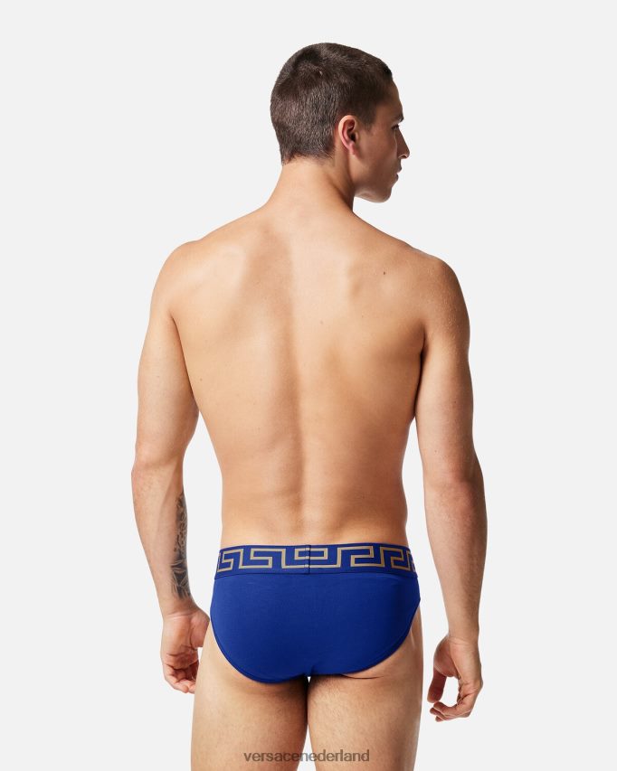Versace Greca slipje met rand Heren blauw ondergoed en strandkleding J2T4F41787