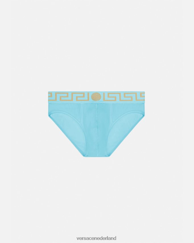 Versace Greca slipje met rand Heren blauw ondergoed en strandkleding J2T4F41791