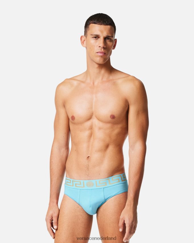 Versace Greca slipje met rand Heren blauw ondergoed en strandkleding J2T4F41791