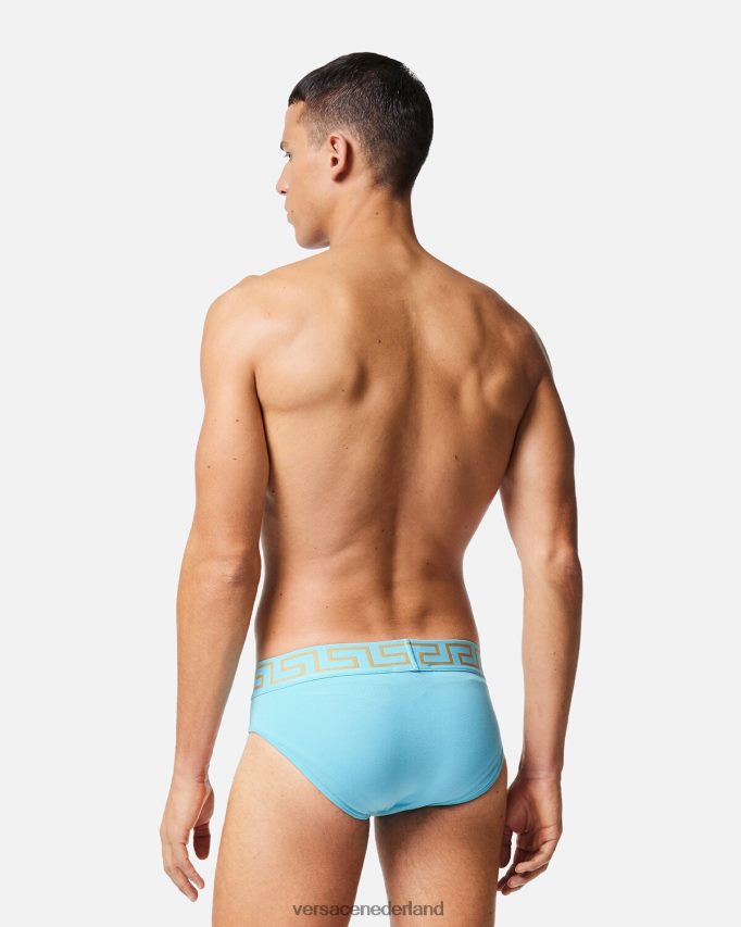 Versace Greca slipje met rand Heren blauw ondergoed en strandkleding J2T4F41791
