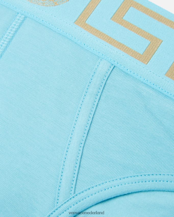 Versace Greca slipje met rand Heren blauw ondergoed en strandkleding J2T4F41791