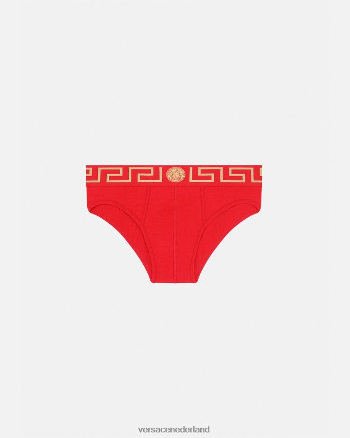Versace Greca slipje met rand Heren rood ondergoed en strandkleding J2T4F41788