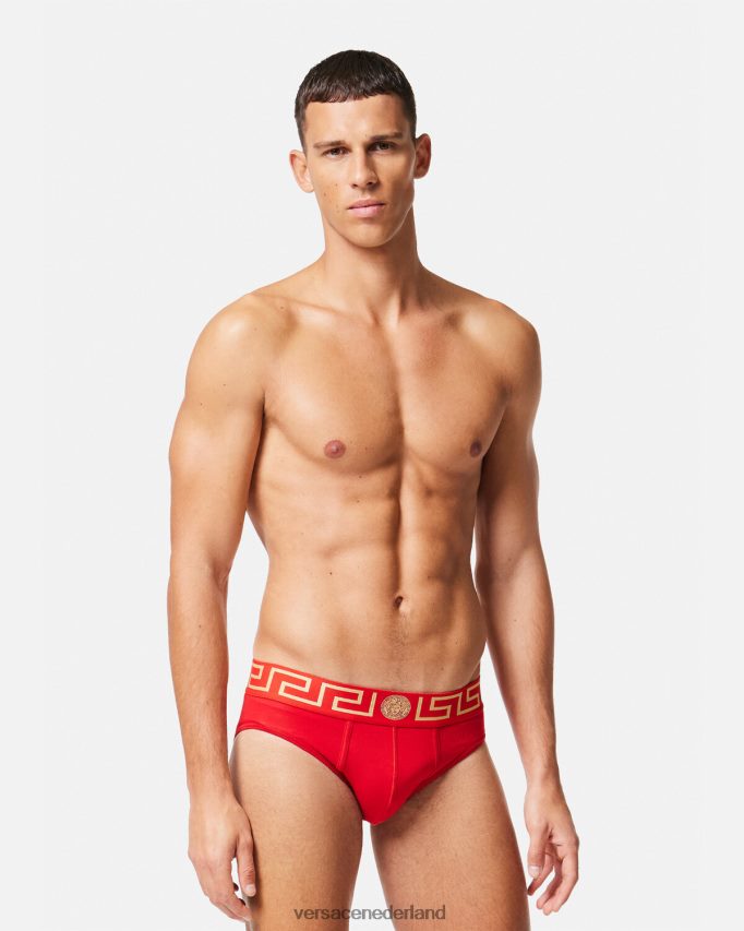 Versace Greca slipje met rand Heren rood ondergoed en strandkleding J2T4F41788