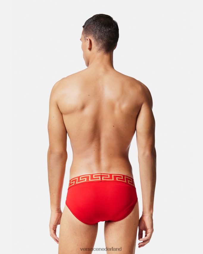 Versace Greca slipje met rand Heren rood ondergoed en strandkleding J2T4F41788