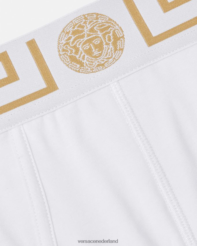 Versace Greca slipje met rand Heren wit goud ondergoed en strandkleding J2T4F41789