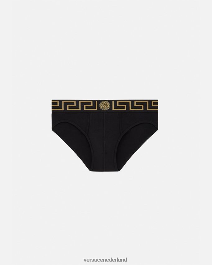 Versace Greca slipje met rand Heren zwart ondergoed en strandkleding J2T4F41785