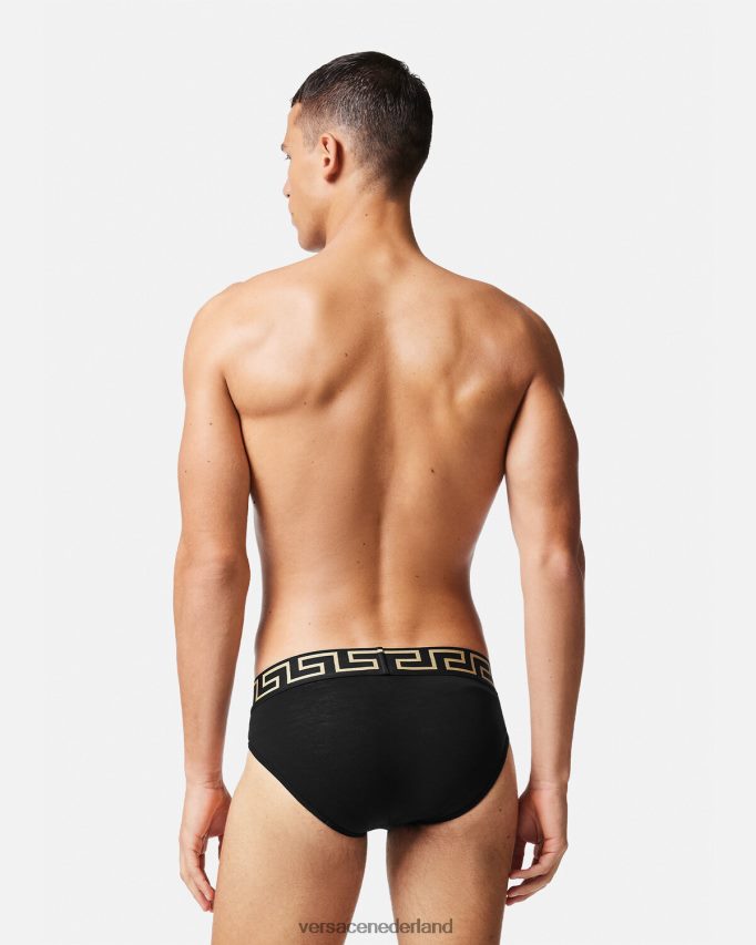 Versace Greca slipje met rand Heren zwart ondergoed en strandkleding J2T4F41785