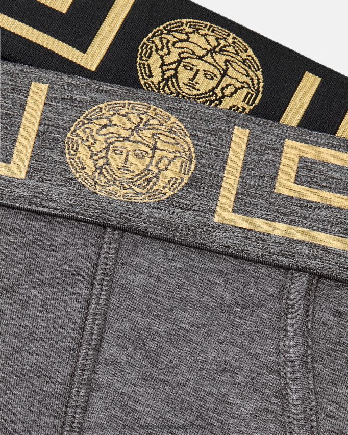 Versace Greca slips met rand, 2-pack Heren grijs en zwart ondergoed en strandkleding J2T4F41783
