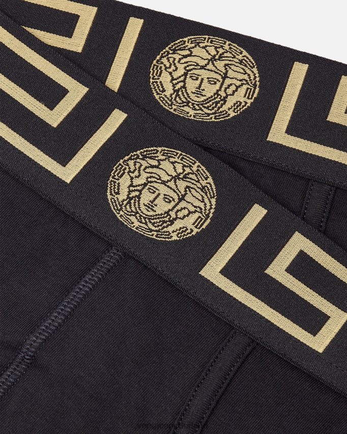 Versace Greca slips met rand, 2-pack Heren zwart ondergoed en strandkleding J2T4F41782