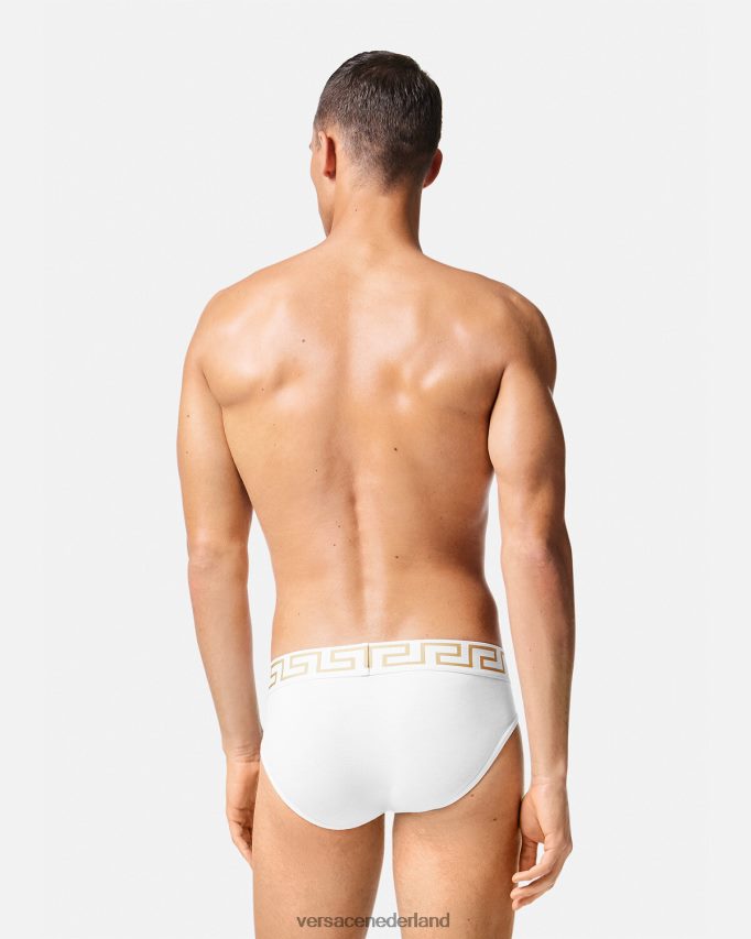 Versace Greca slips met rand, 2-pack Heren zwart wit ondergoed en strandkleding J2T4F41781