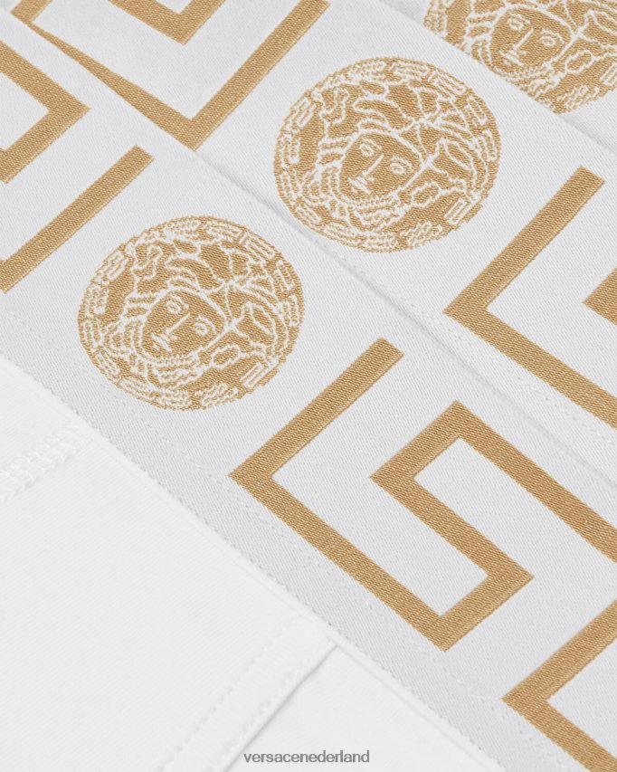 Versace Greca slips met rand, 3-pack Heren wit goud ondergoed en strandkleding J2T4F41780