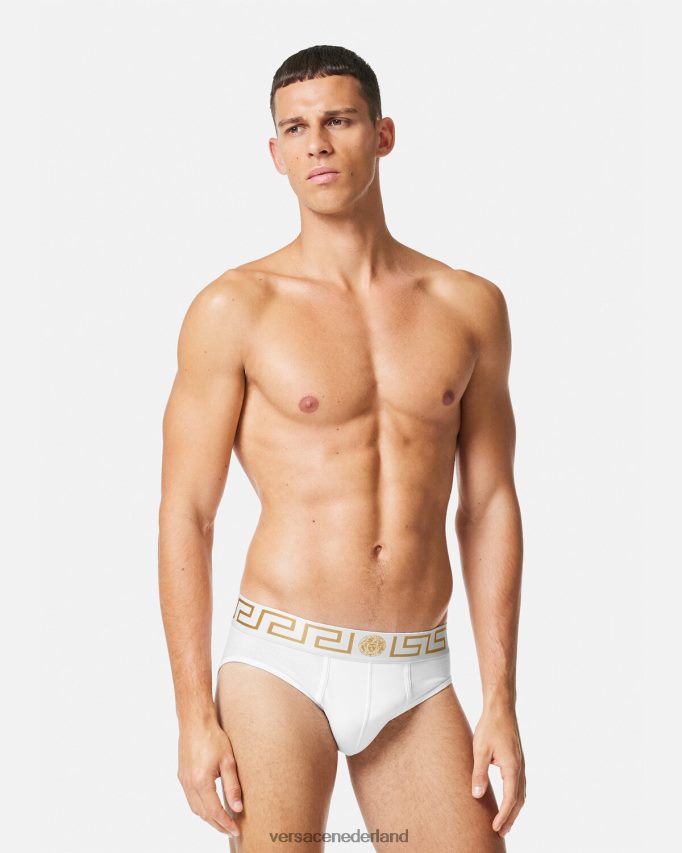 Versace Greca slips met rand, 3-pack Heren wit & zwart & grijs ondergoed en strandkleding J2T4F41779
