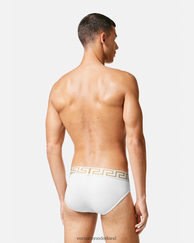 Versace Greca slips met rand, 3-pack Heren wit & zwart & grijs ondergoed en strandkleding J2T4F41779