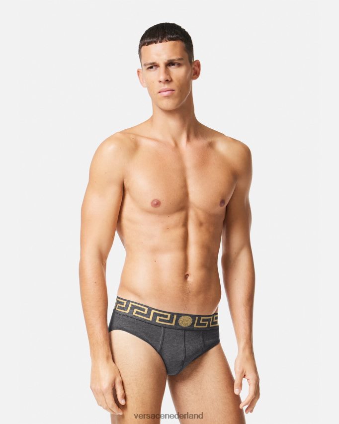 Versace Greca slips met rand, 3-pack Heren wit & zwart & grijs ondergoed en strandkleding J2T4F41779