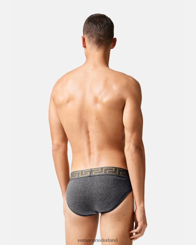 Versace Greca slips met rand, 3-pack Heren wit & zwart & grijs ondergoed en strandkleding J2T4F41779