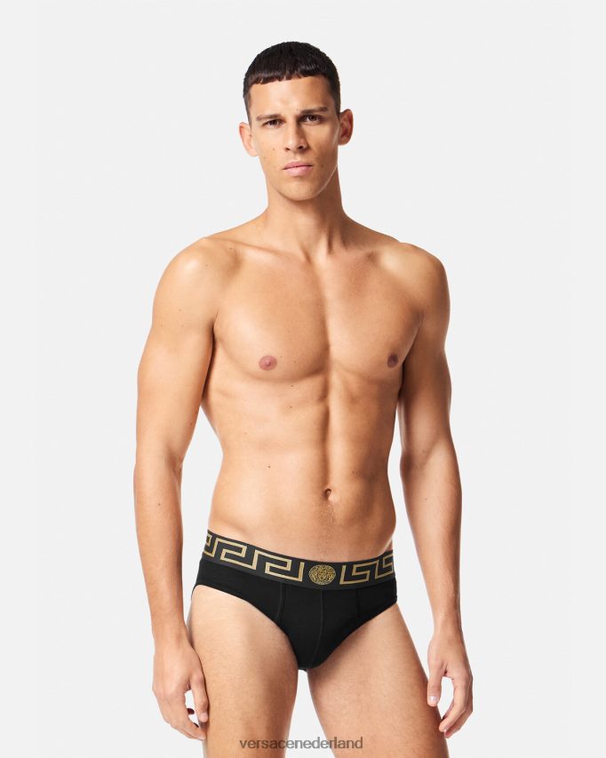 Versace Greca slips met rand, 3-pack Heren wit & zwart & grijs ondergoed en strandkleding J2T4F41779