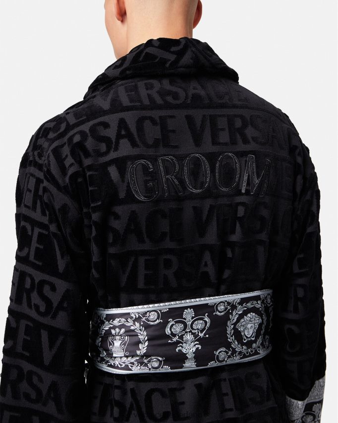 Versace Kristallen barokke bruidegombadjas Heren zwart ondergoed en strandkleding J2T4F41743