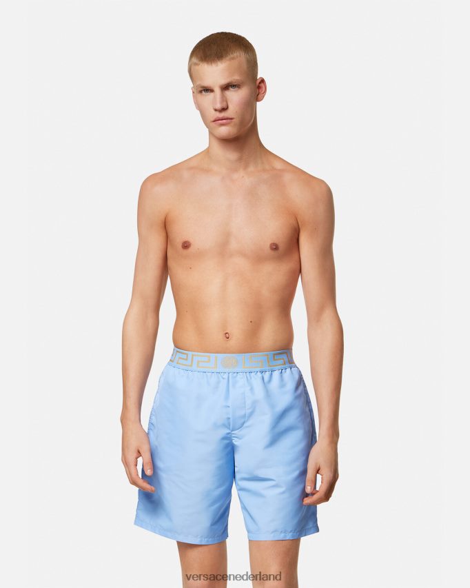 Versace Greca boardshort met rand Heren lichtblauw ondergoed en strandkleding J2T4F41799
