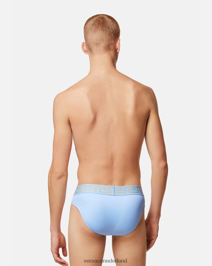 Versace Greca zwembroek met rand Heren lichtblauw ondergoed en strandkleding J2T4F41798