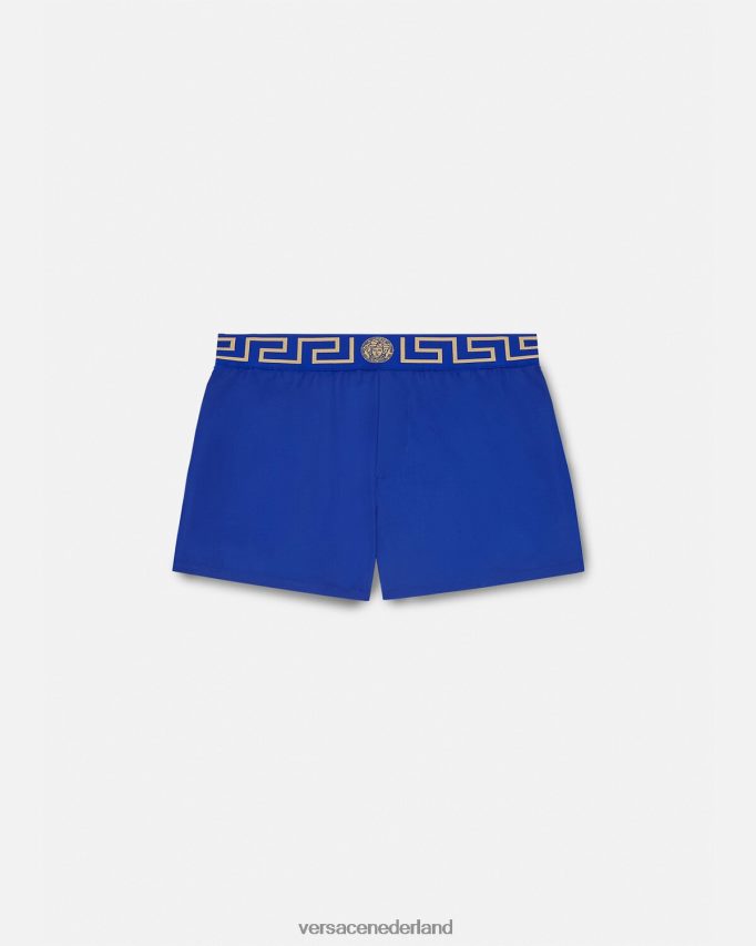 Versace Greca zwemshort met rand Heren blauw ondergoed en strandkleding J2T4F41808